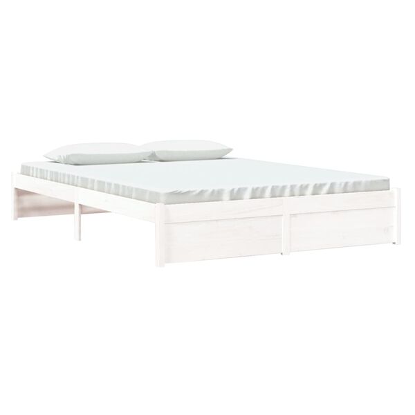 vidaXL Bed Frame without Mattress White Solid Wood 160x200 cm