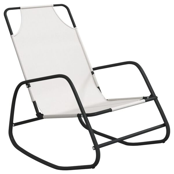 vidaXL Rocking Sun Lounger Cream Steel and Textilene