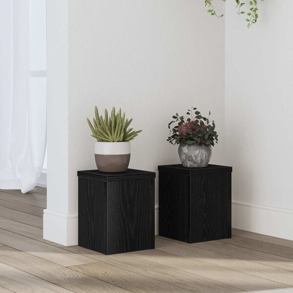vidaXL Plant Stand 2 pcs Black Oak 15 x 15 x 20 cm Engineered Wood