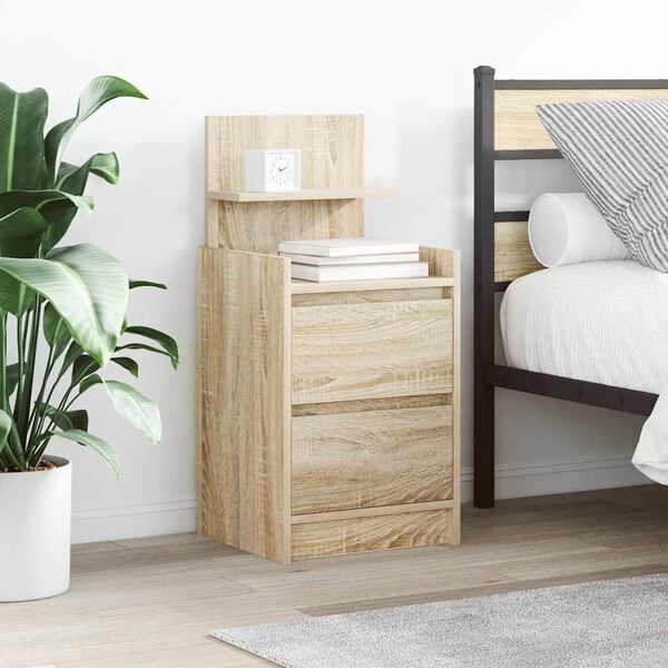 vidaXL Bedside Cabinets with 2 Drawers 2 pcs Sonoma Oak 38x34x80 cm