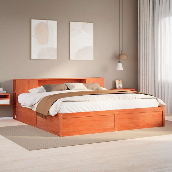 vidaXL Bed Frame without Mattress Wax Brown 180x200 cm Super King Solid Wood Pine