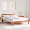 vidaXL Bed Frame with Headboard Wax Brown 140 x 200 cm Solid Pine Wood