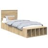 vidaXL Bed Frame with Shelf Sonoma Oak 90 x 190 cm Engineered Wood