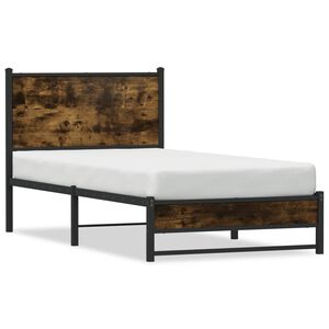 vidaXL Metal Bed Frame without Mattress Smoked Oak 75x190 cm Small Single