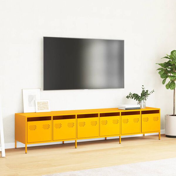 vidaXL TV Cabinet Mustard Yellow 202x39x43.5 cm Cold-rolled Steel