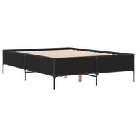 vidaXL Bed Frame Black 120x190 cm Small Double Engineered Wood and Metal