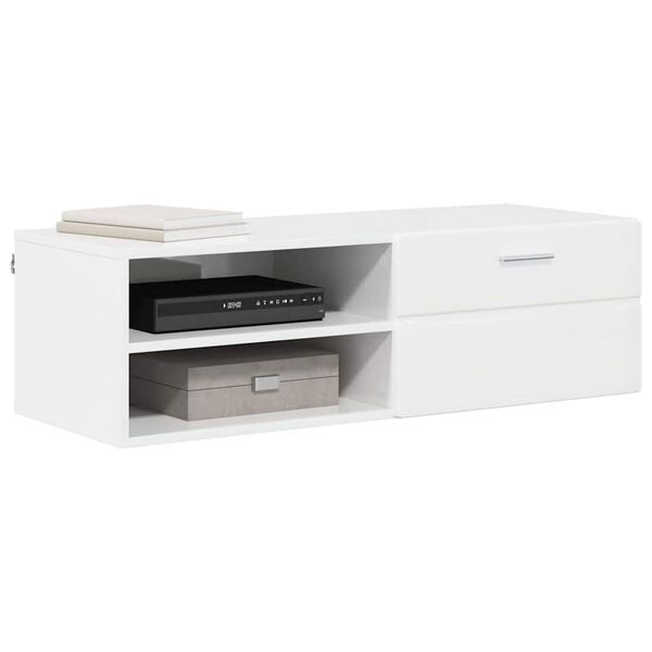 vidaXL Wooden Cabinet with Drawer High Gloss White 100.5 x 39 x 30 cm