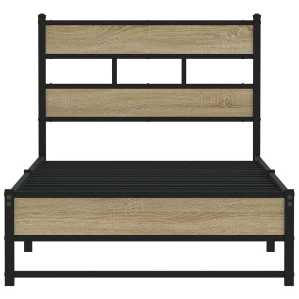 vidaXL Metal Bed Frame without Mattress Sonoma Oak 100x200 cm