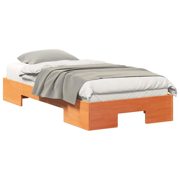 vidaXL Floor Bed Frame with Storage Brown 75 x 190 cm Solid pine wood