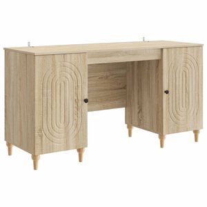 vidaXL Desk with Shelf Sonoma 142.5 x 50 x 75 cm Engineered Wood