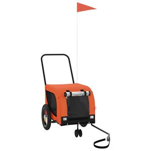 vidaXL Pet Bike Trailer Orange and Black Oxford Fabric and Iron