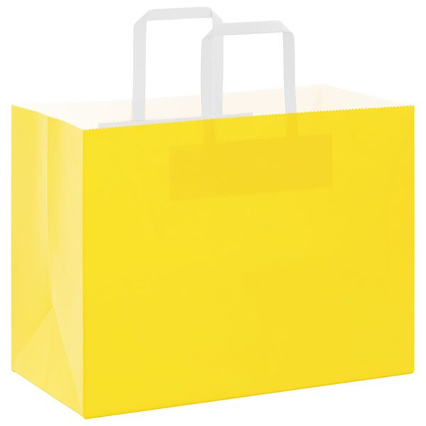 vidaXL Paper Bags 250 pcs with Handles Yellow 32x17x25 cm
