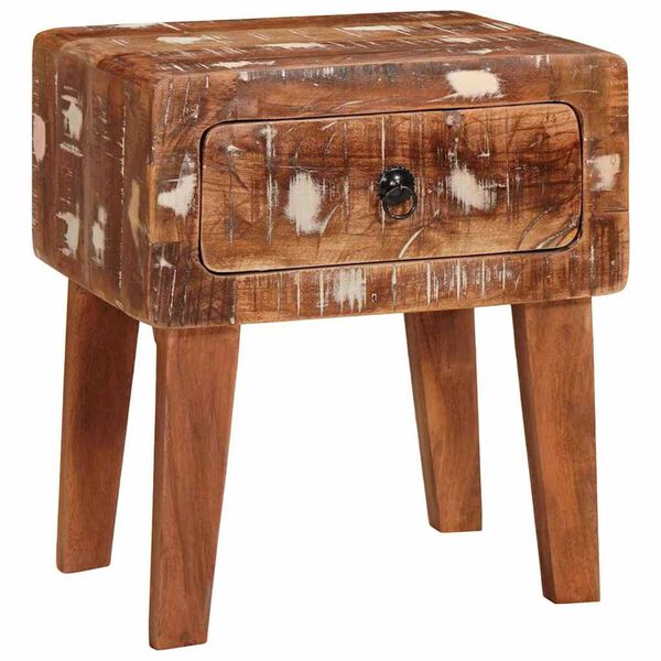 vidaXL End Table with Drawer Brown 40 x 32 x 46 cm Solid Reclaim Wood
