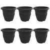 vidaXL Round Flower Pot 6 pcs Black &Oslash; 26 x 21.5 cm Plastic