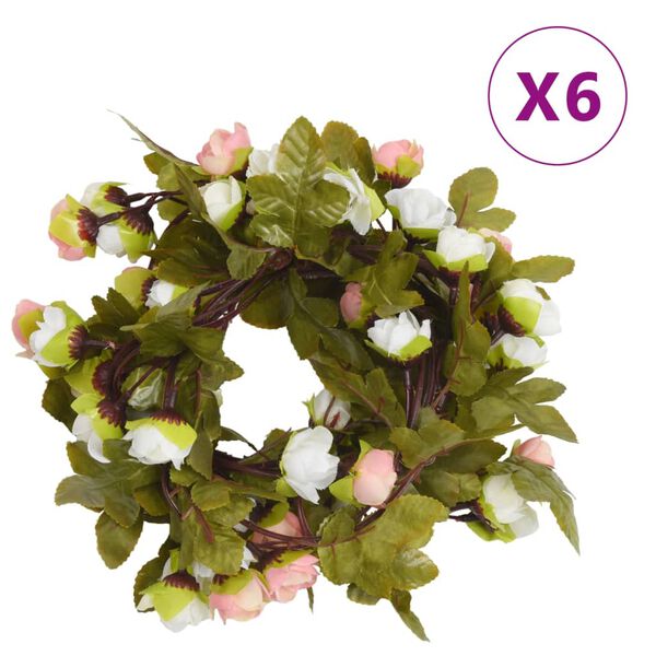 vidaXL Flower Garlands 6 pcs Champagne 215 cm