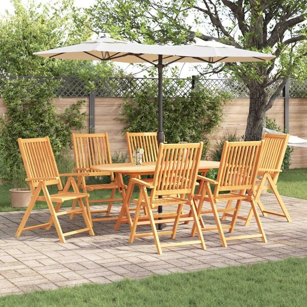 vidaXL Garden Dining Set Folding 7 pcs Brown Solid Acacia Wood