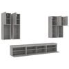 vidaXL 7 Piece TV Wall Cabinet Set with LED Lights Grey Sonoma