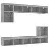 vidaXL 8 Piece TV Wall Units with LED Concrete Grey Engineered Wood