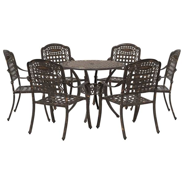vidaXL Garden Dining Set 7 pcs Bronze 90 x 90 x 75 cm Cast Aluminium