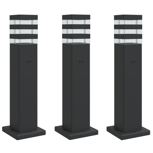vidaXL Outdoor Floor Lamps with Outlet 3pcs Black 50 cm Aluminium
