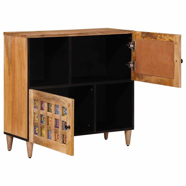 vidaXL Sideboard with Storage Natural 80 x 33 x 75 cm Solid Mango Wood
