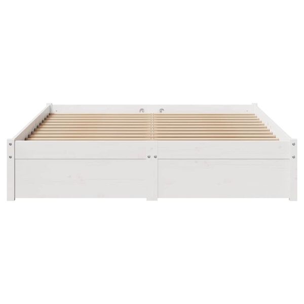 vidaXL Bed Frame without Mattress White 135x190 cm Double Solid Wood Pine