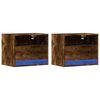 vidaXL Wall-mounted Bedside Cabinets with LED Lights 2 pcs Smoked Oak