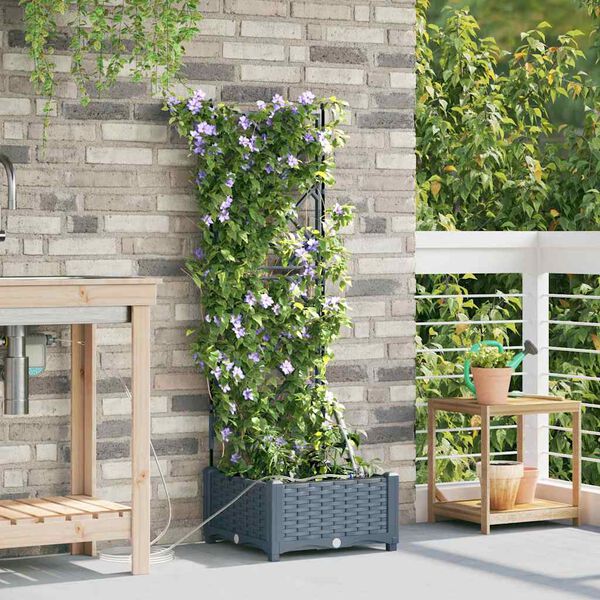 vidaXL Garden Planter LiGht Grey 40 x 40 x 126 cm Steel