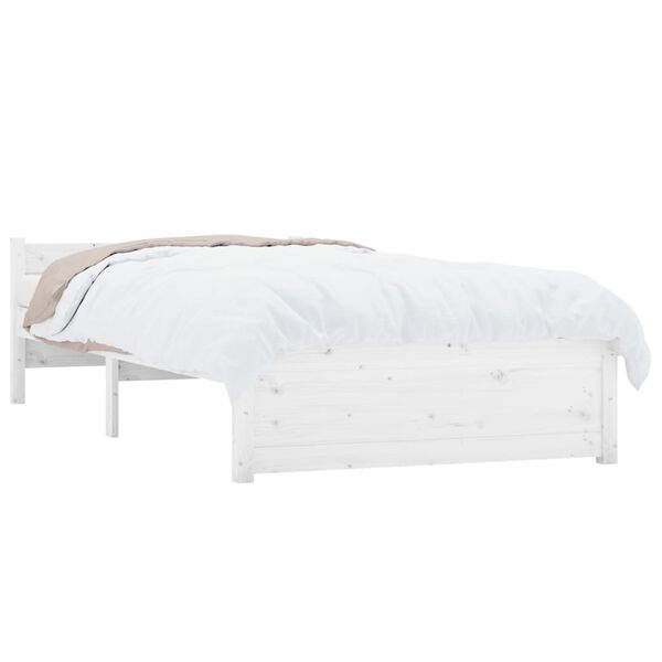 vidaXL Bed Frame without Mattress White Solid Wood 90x190 cm Single Single