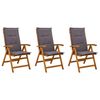 vidaXL Reclining Garden Chairs 3 pcs Natural Solid Acacia Wood