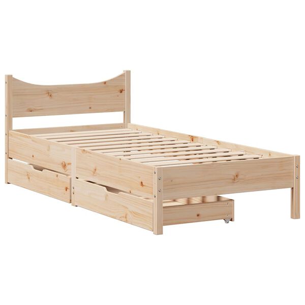 vidaXL Bed Frame with Drawers 90x200 cm Solid Wood Pine