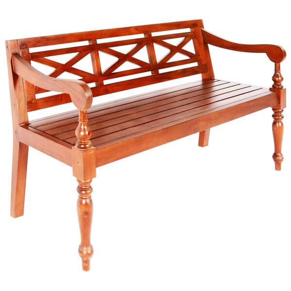 vidaXL Batavia Bench 123 cm Solid Mahogany Wood Dark Brown