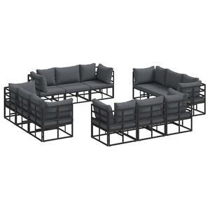 vidaXL Garden Sofa Set 12 pcs Black Metal