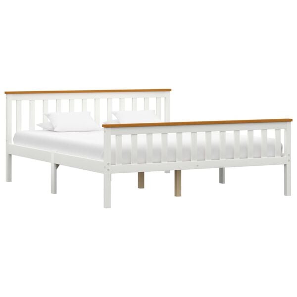 vidaXL Bed Frame without Mattress White Solid Pine Wood 160x200 cm