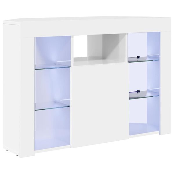 vidaXL Corner LED TV Cabinet Wall-mounted High gloss White 100x40x68cm