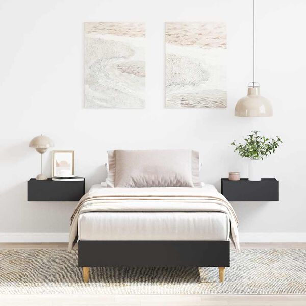 vidaXL Bed Frame No Mattress Black 100x200 cm Engineered Wood