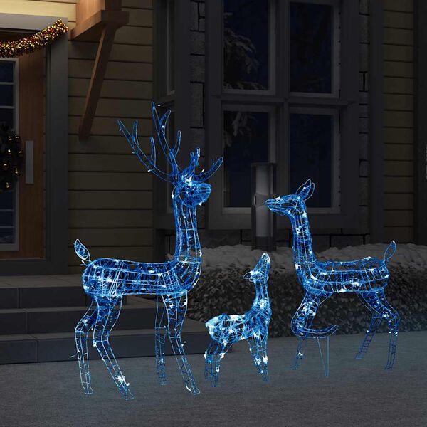 vidaXL Acrylic Reindeer Family Christmas Decoration 300 LED Blue