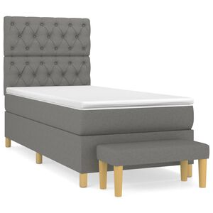 vidaXL Box Spring Bed with Mattress Dark Grey 80x200 cm Fabric