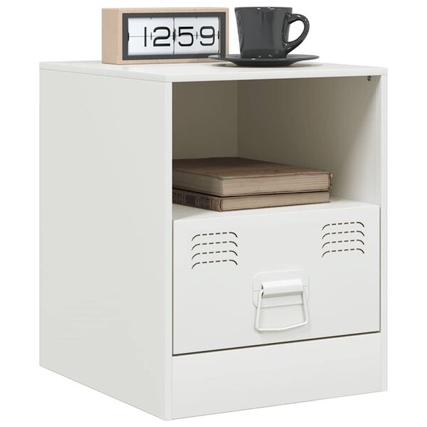 vidaXL Bedside Cabinet White 34.5x39x44 cm Steel