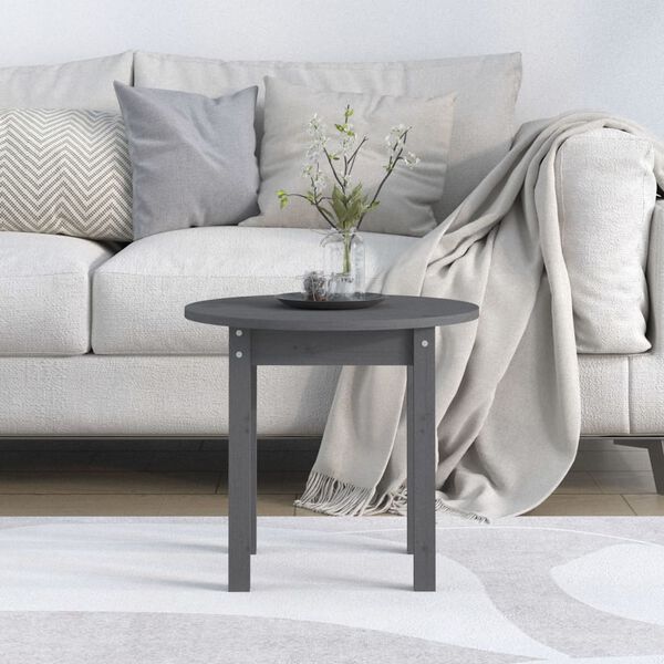 vidaXL Coffee Table Grey &Oslash; 45x40 cm Solid Wood Pine
