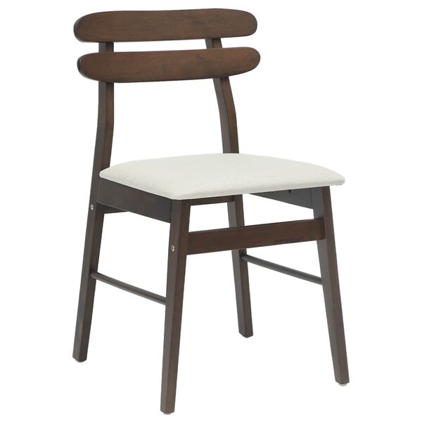 vidaXL Dining Chair 2 pcs Light Brown and Light Solid Rubber Wood