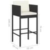 vidaXL Bar Stools 2 pcs with Cushions Black Poly Rattan