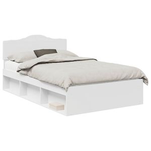 vidaXL Bed Frame with Headboard White 120 x 190 cm Solid Pine Wood