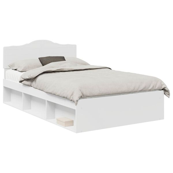 vidaXL Bed Frame with Headboard White 120 x 190 cm Solid Pine Wood