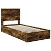 vidaXL Storage Bed with Drawer Smoked Oak 75 x 190 cm Engineered Wood