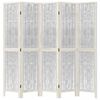 vidaXL Room Divider 5 Panels White Solid Wood Paulownia