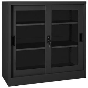 vidaXL Sliding Door Cabinet Anthracite 90x40x90 cm Steel