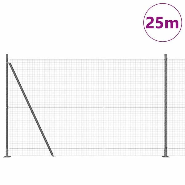 vidaXL Fence Post Grey 25 x 1.4 m (25 x 25 mm mesh) Steel and PVC