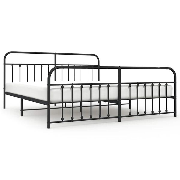 vidaXL Metal Bed Frame without Mattress with Footboard Black 193x203cm