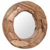 vidaXL Decorative Mirror | Brown | Teak, Glass | 60 cm Diameter